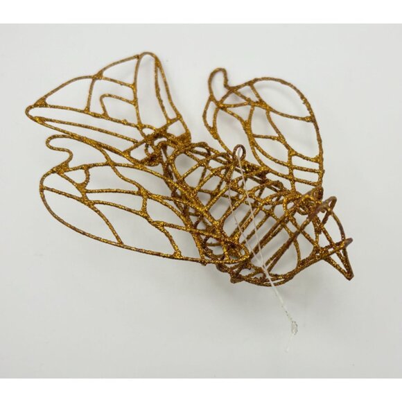 Vintage Gold Glitter Wire Bird Christmas Tree Ornament Ornate Shimmering - Picture 3 of 7